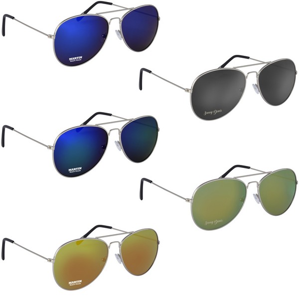 GH6245 Color Mirrored Aviator Sunglasses With C...
